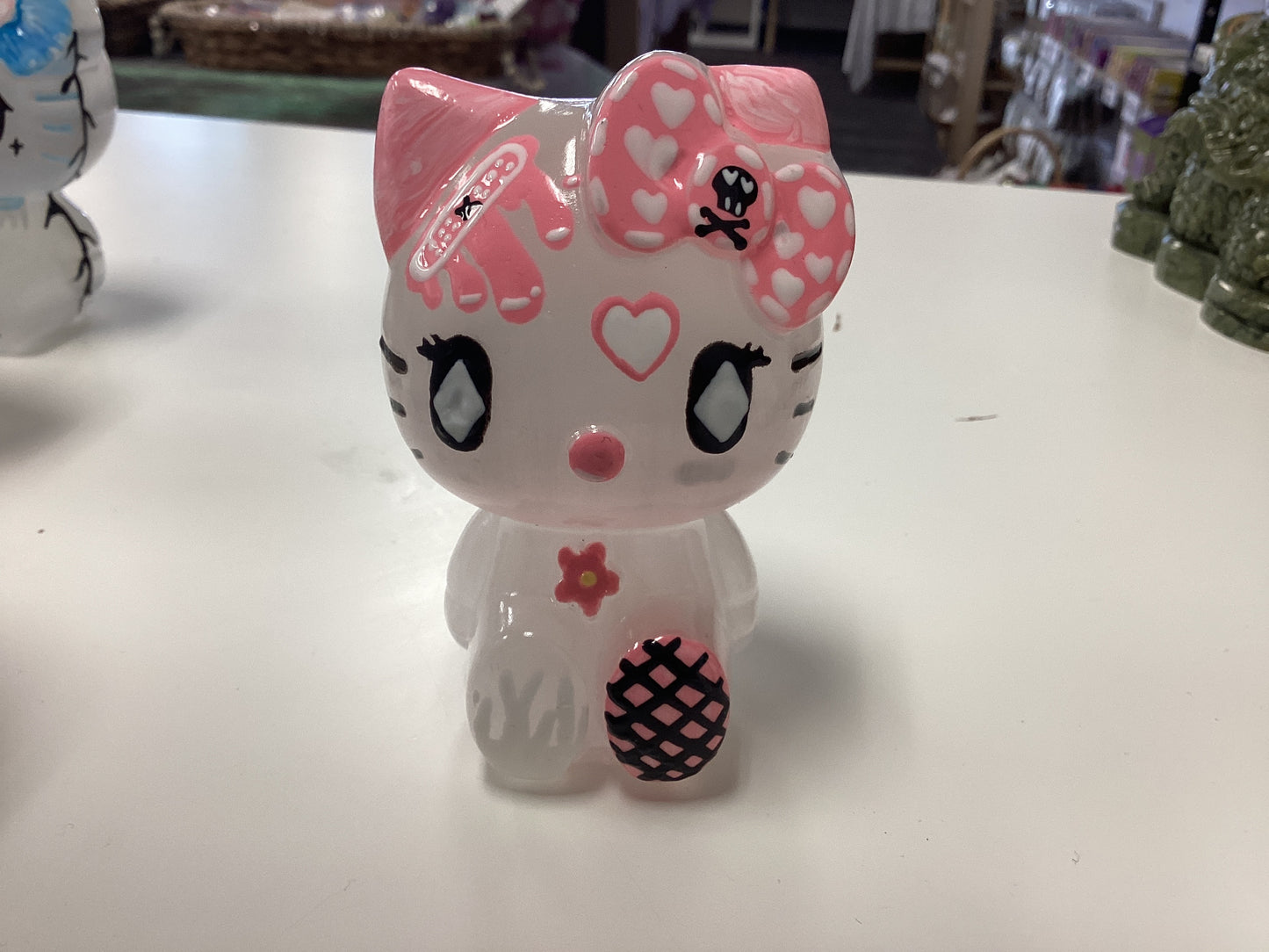 Hello Kitty Selenite Hand Painted Carving