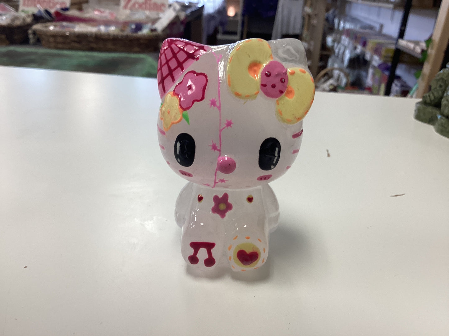 Hello Kitty Selenite Hand Painted Carving