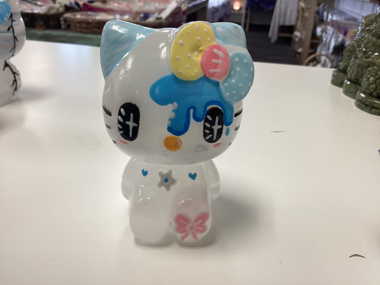 Hello Kitty Selenite Hand Painted Carving
