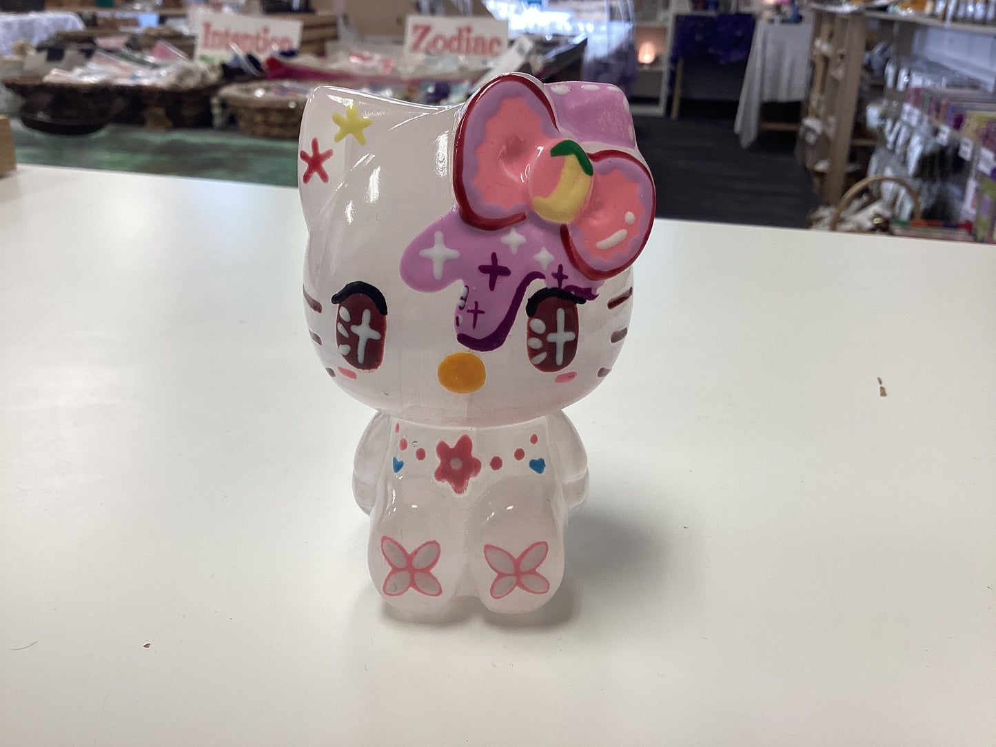 Hello Kitty Selenite Hand Painted Carving
