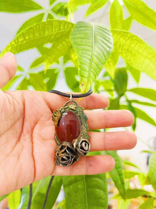 Handmade Carnelian Rose Necklace