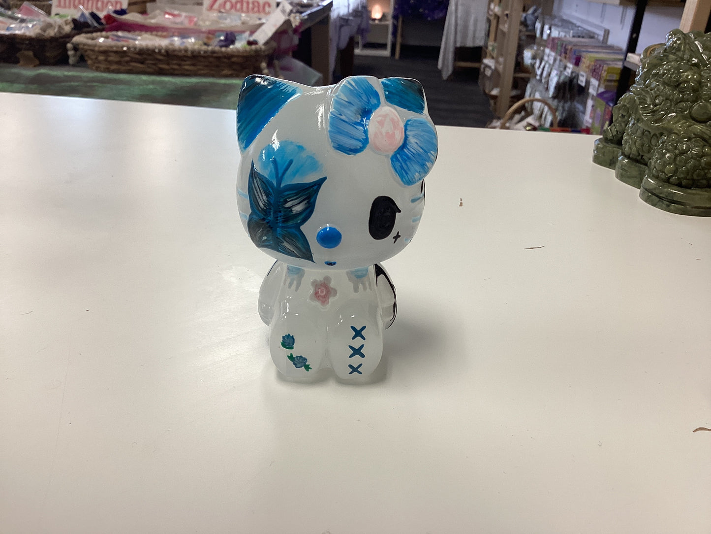 Hello Kitty Selenite Hand Painted Carving