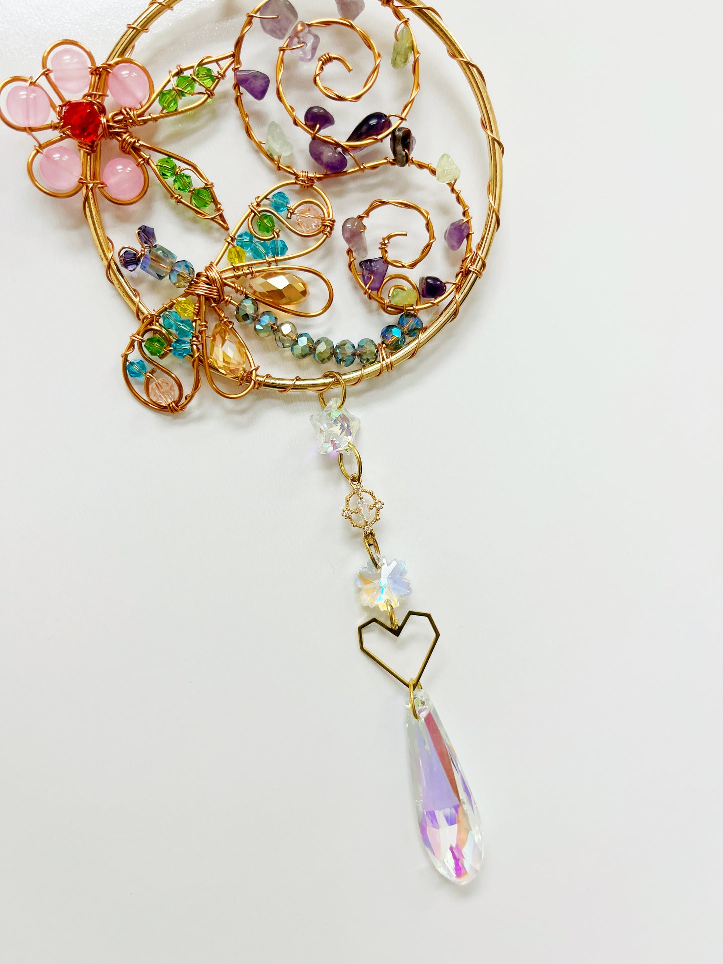 K9 Crystal and amethyst wire wrapped garden feel sun Catcher