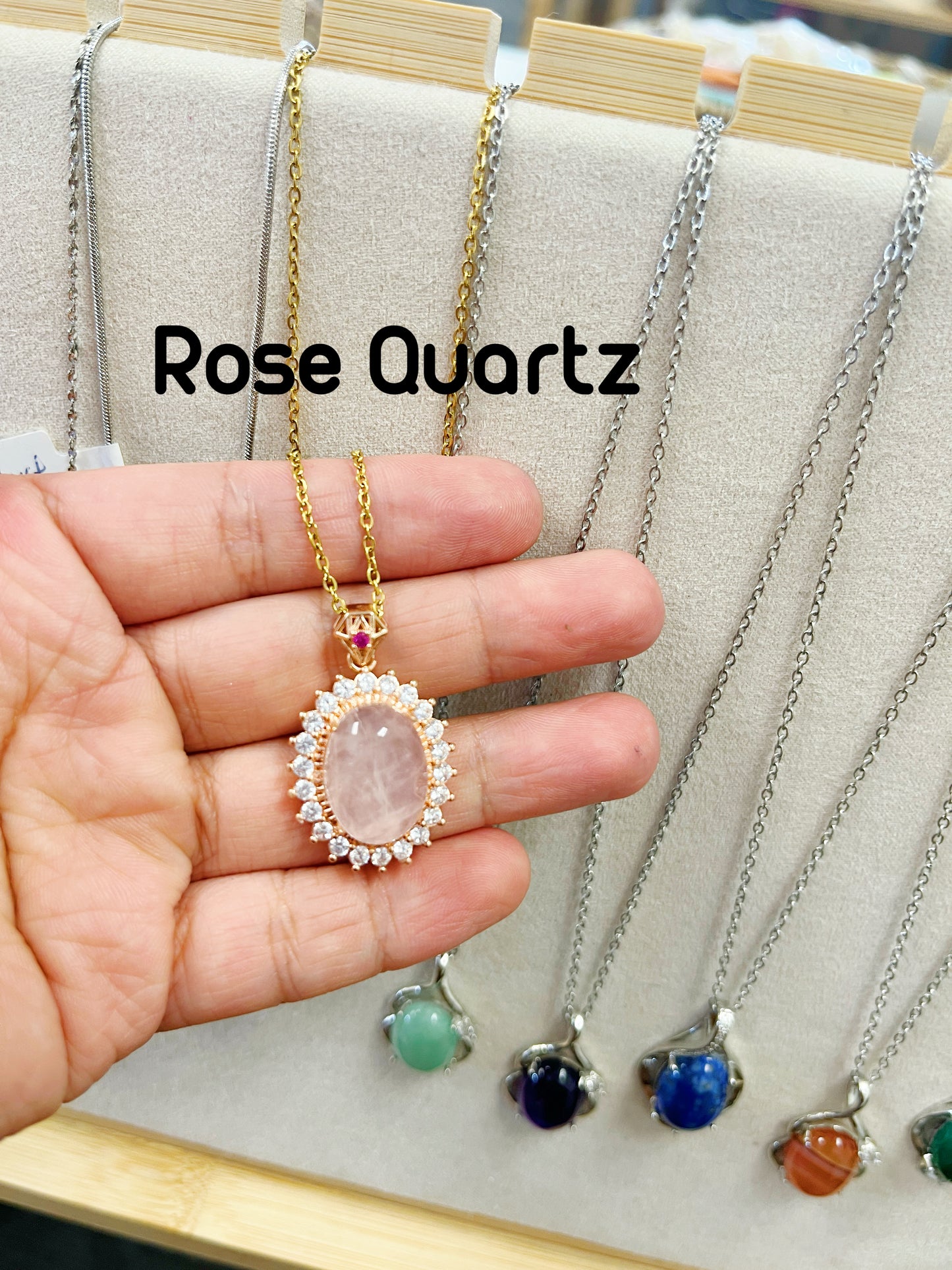 Rose Quartz rose gold Necklace