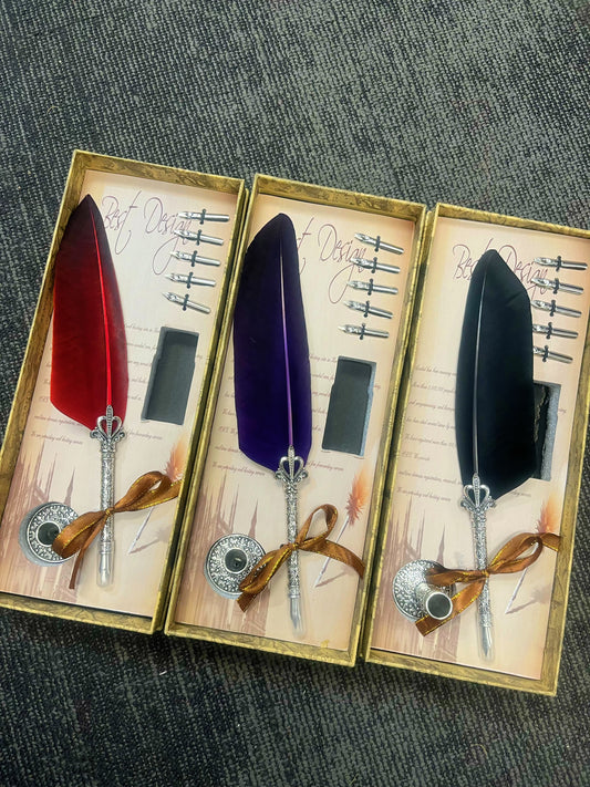 Feather Pen with ink Gift Set