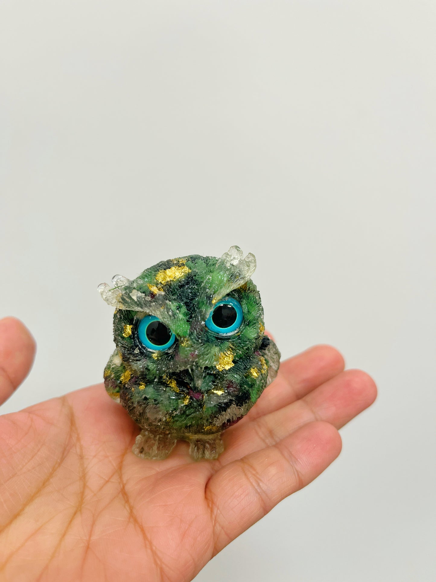 Owl Crystal Chips Resin Owl handmade