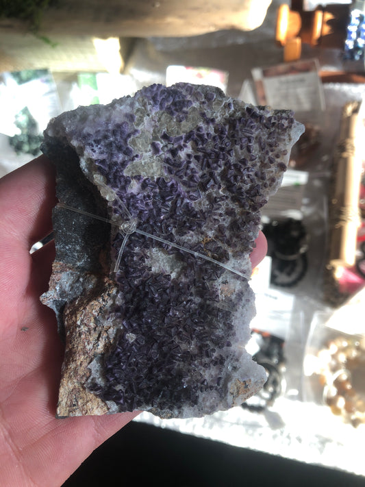 Purple Fluorite with Selenite Clusters
