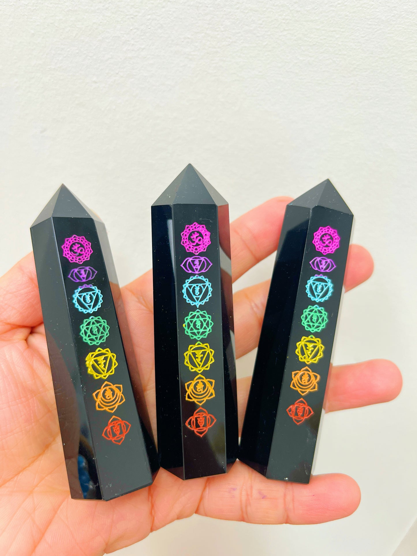 Chakra Black Obsidian Tower