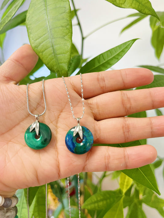 Azurite Malachite Sliver Necklace