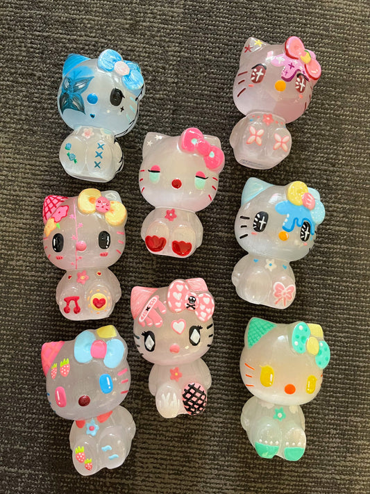 Hello Kitty Selenite Hand Painted Carving