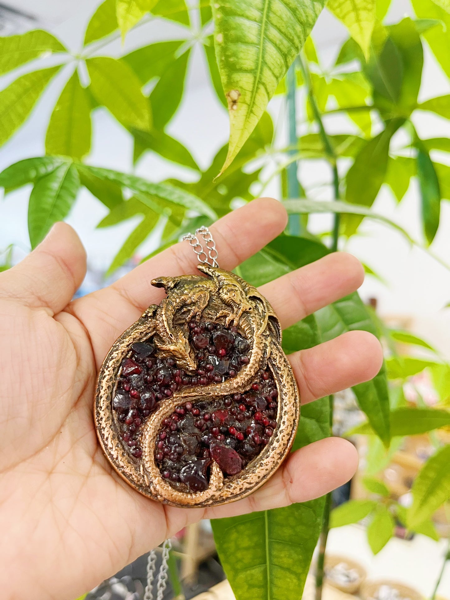 Handmade Pomegranate Dragon Necklace