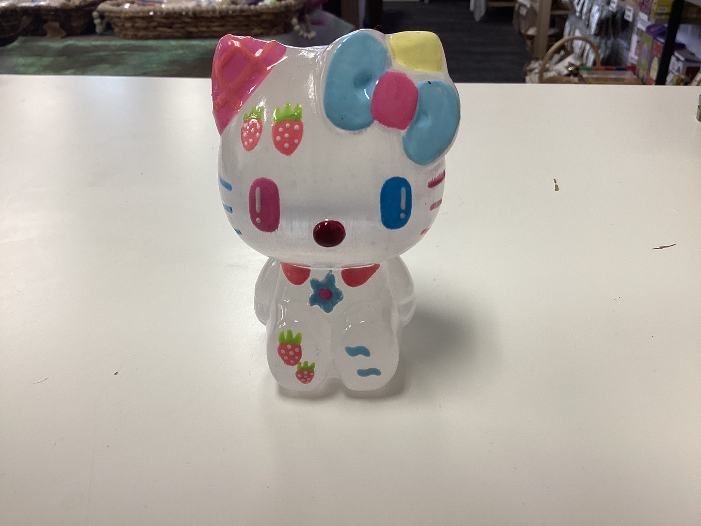 Hello Kitty Selenite Hand Painted Carving