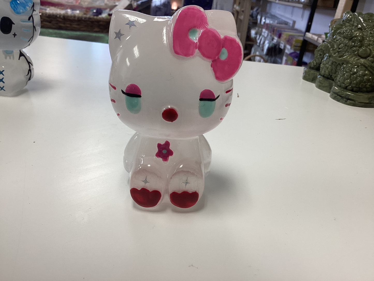 Hello Kitty Selenite Hand Painted Carving