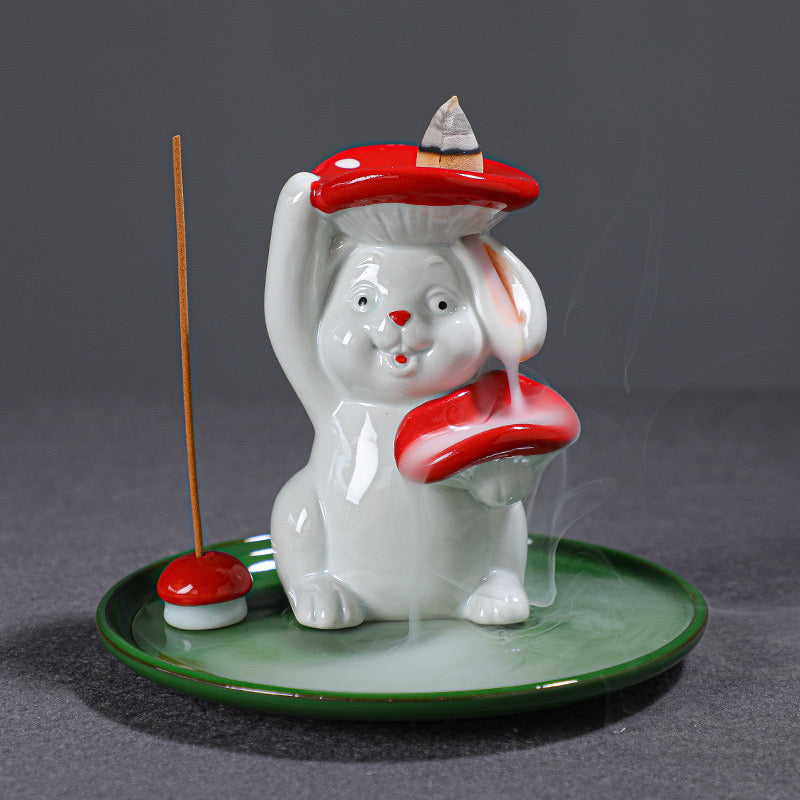 Ceramic Mushroom and Rabbit Backflow Burners