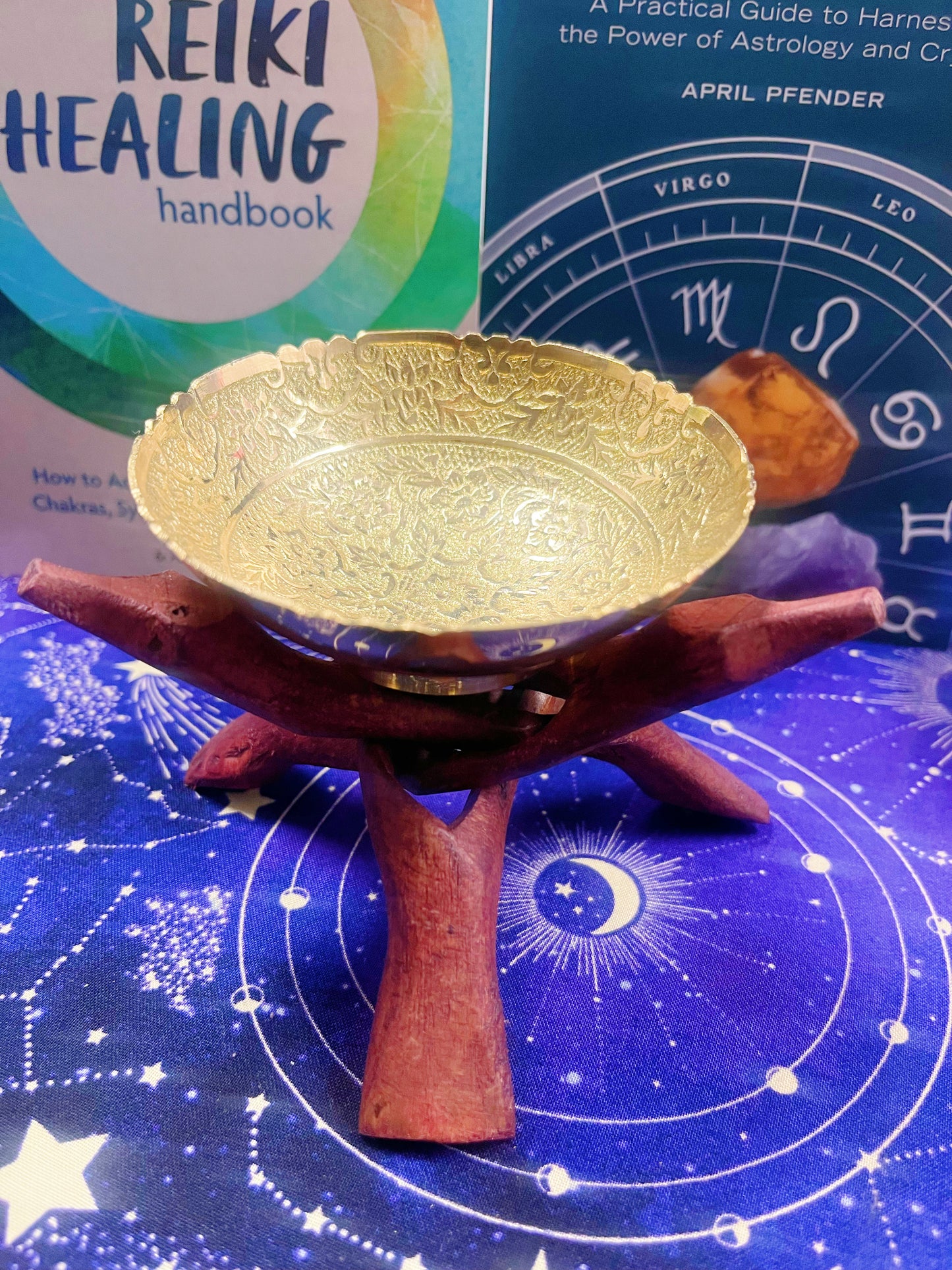Tree of life metal smudge bowl 4 inch