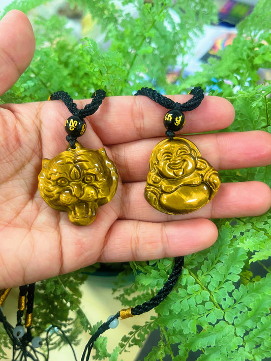 Tigers Eye Buddha and Tiger Necklaces