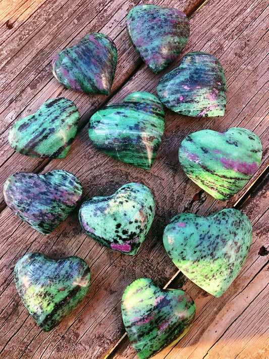 Ruby Zoisite Heart UV Reactive