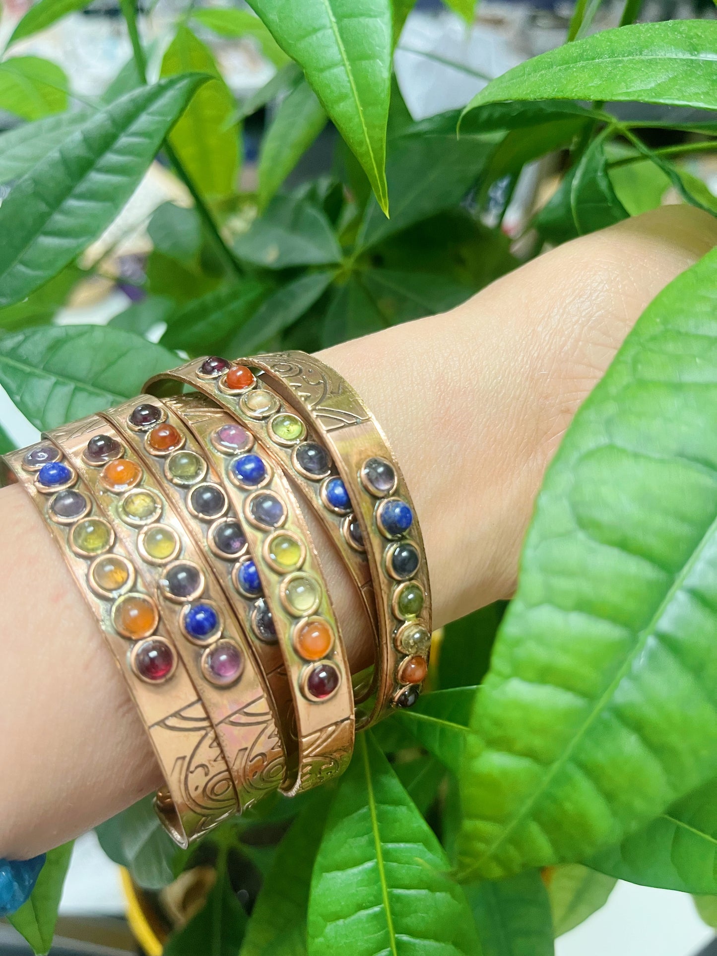 Chakra Crystal Copper Bracelet