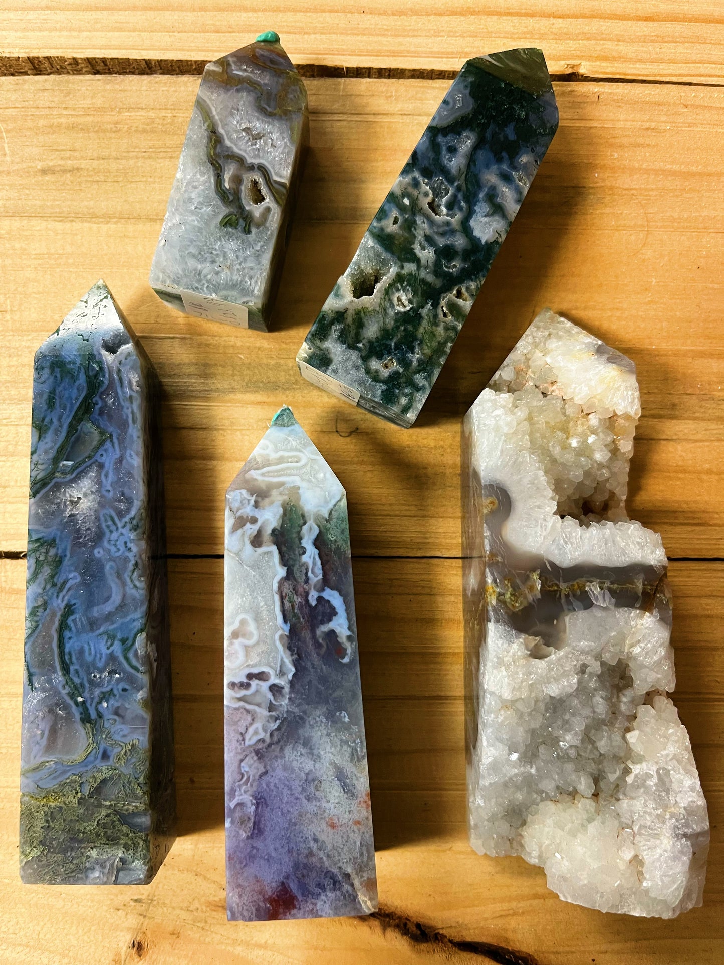 Druzy Moss Agate Tower