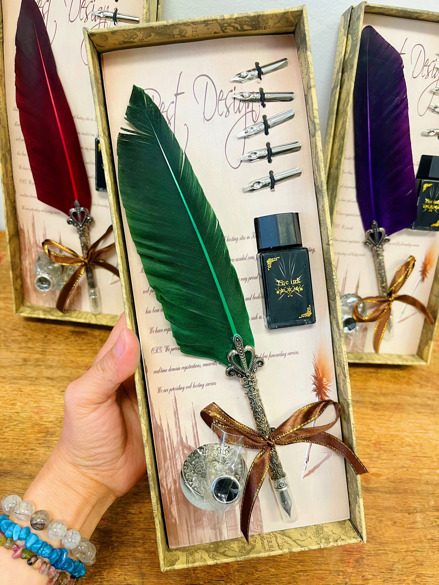 Feather Pen with ink Gift Set