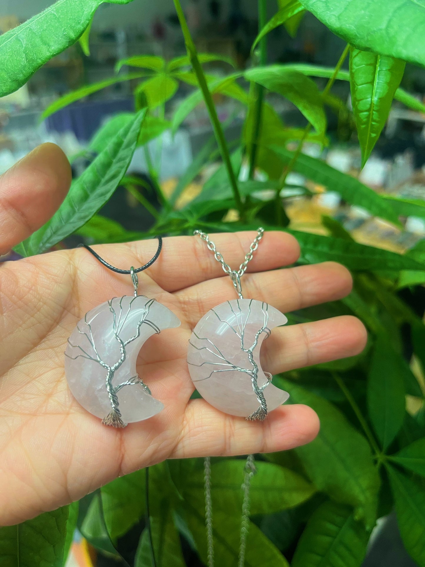 Moon Necklace rose quartz