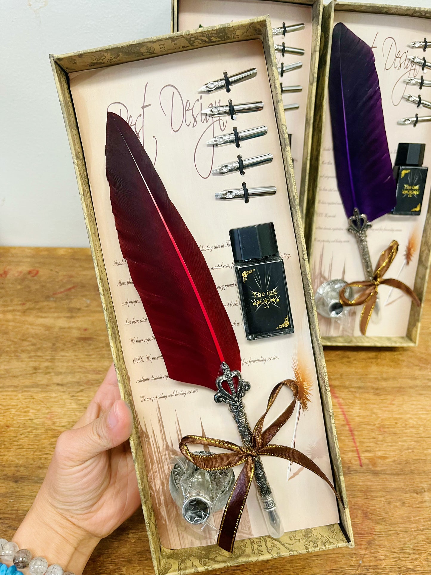 Feather Pen with ink Gift Set