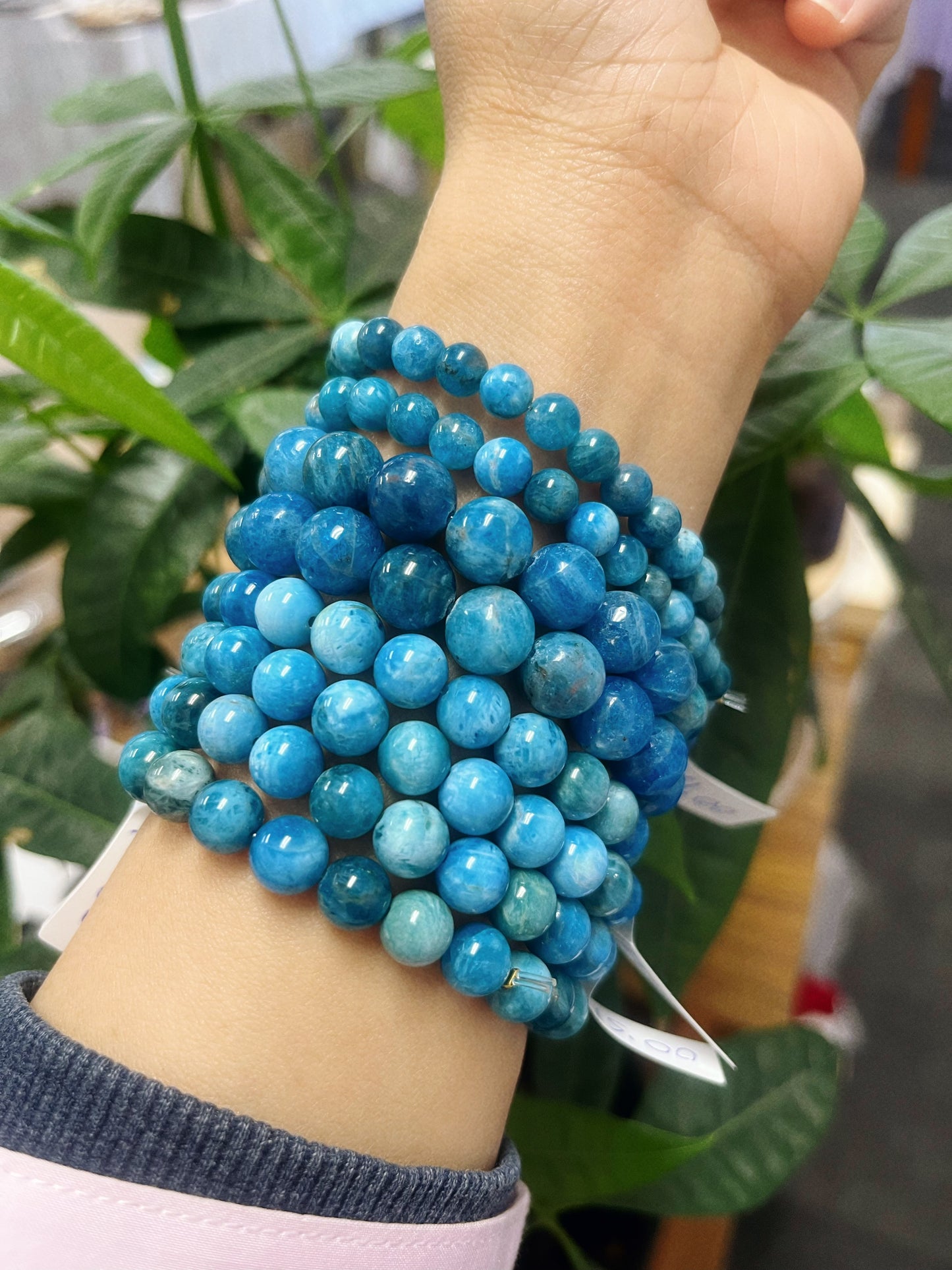 Blue Apatite Bead Bracelets