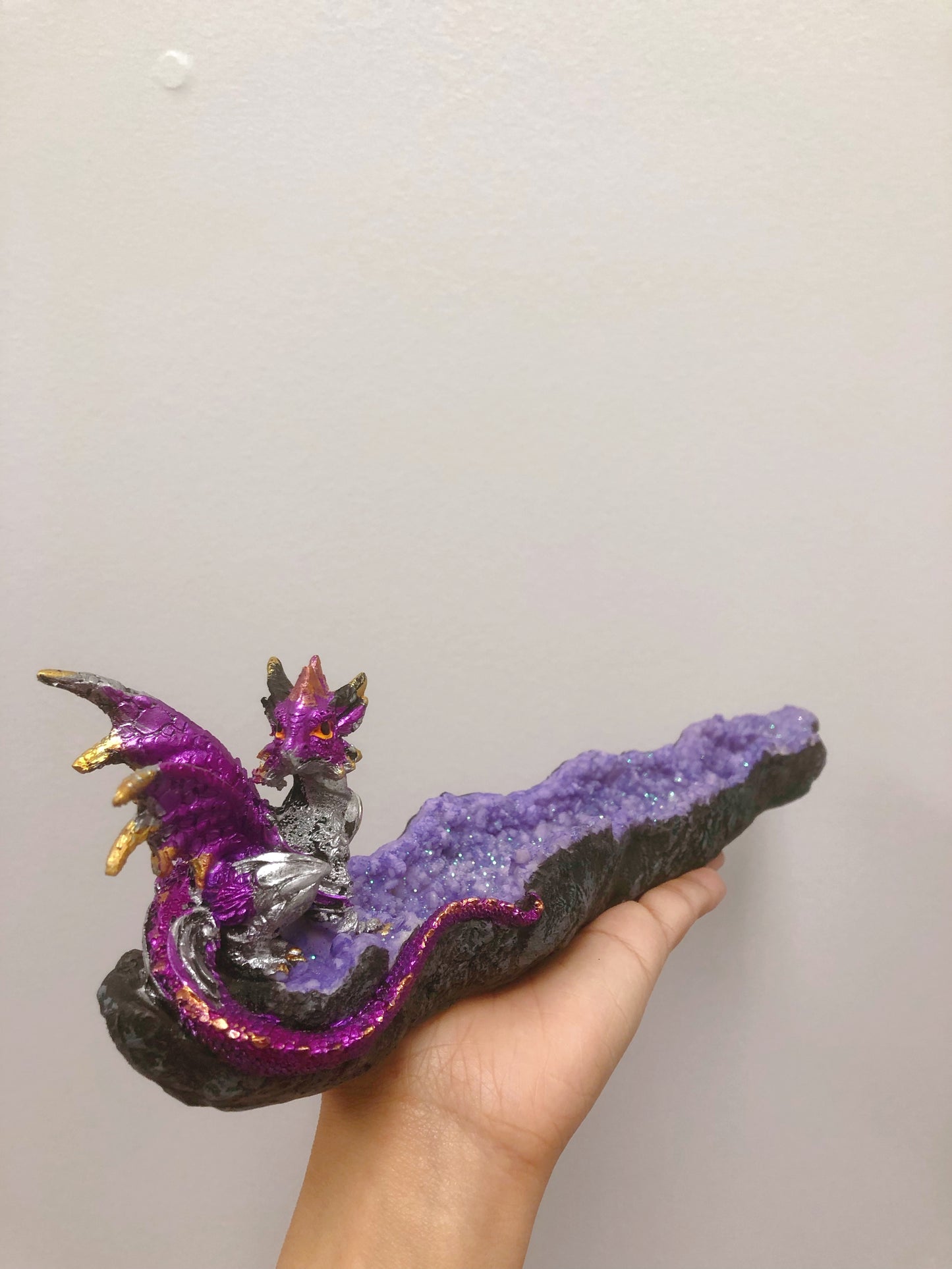 Purple Dragon Geode Incense Holder