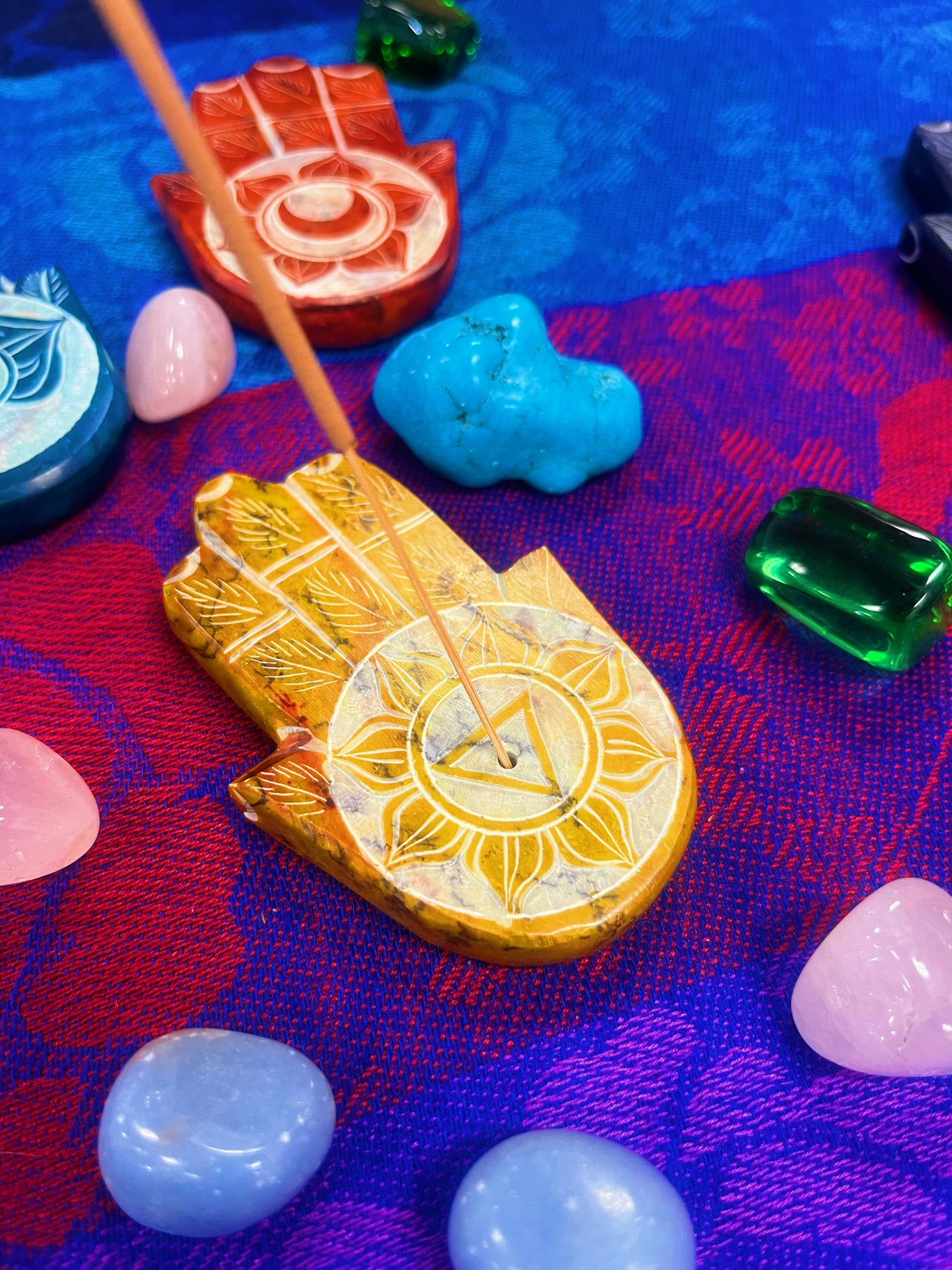 7 Chakra Hamsa Hand Soap Stone Incense Holders