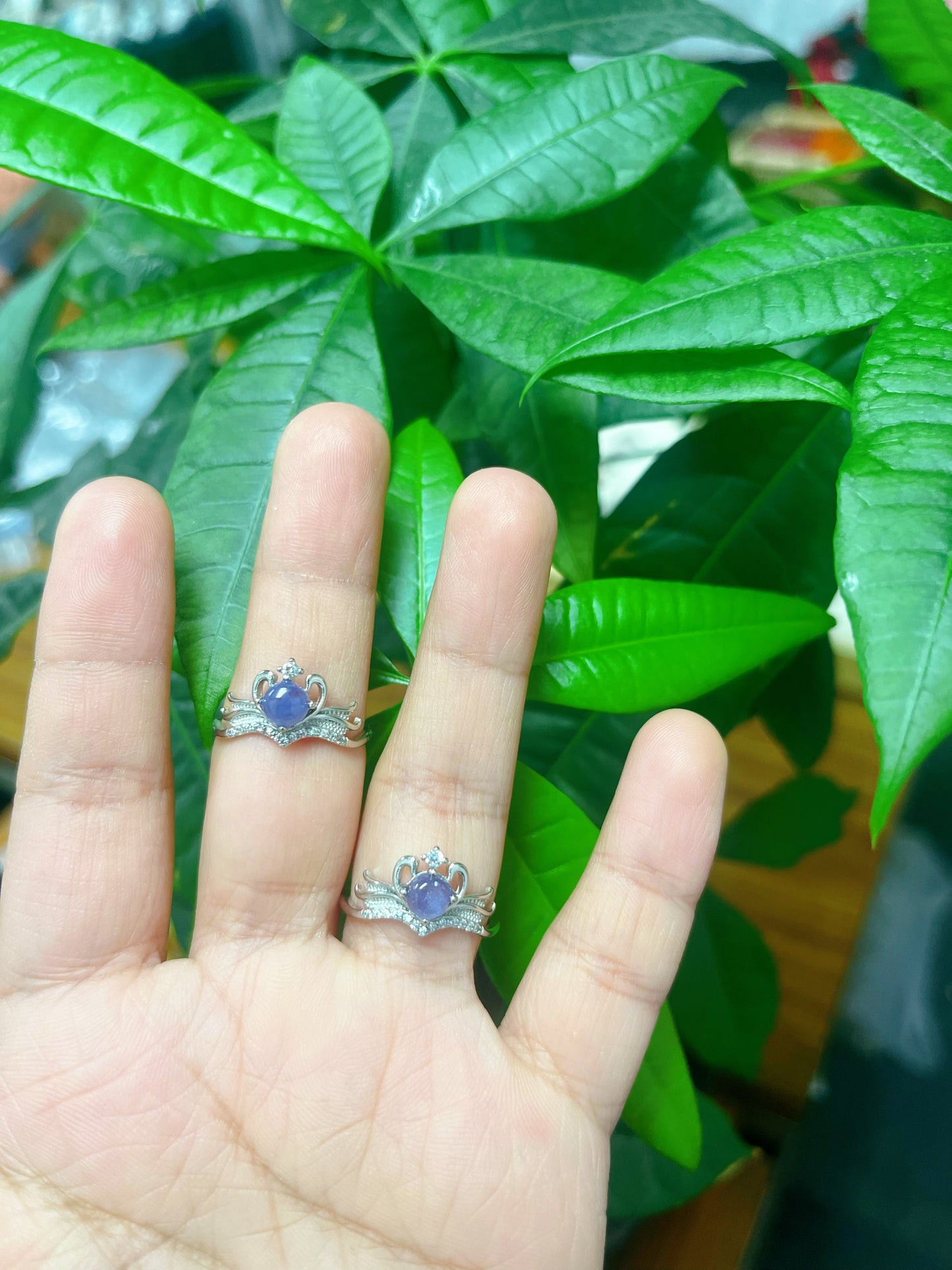 Tanzanite aquamarine Jade Sterling Silver ring