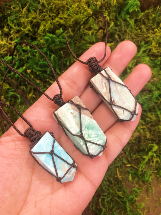 Blue Aragonite Point Necklace