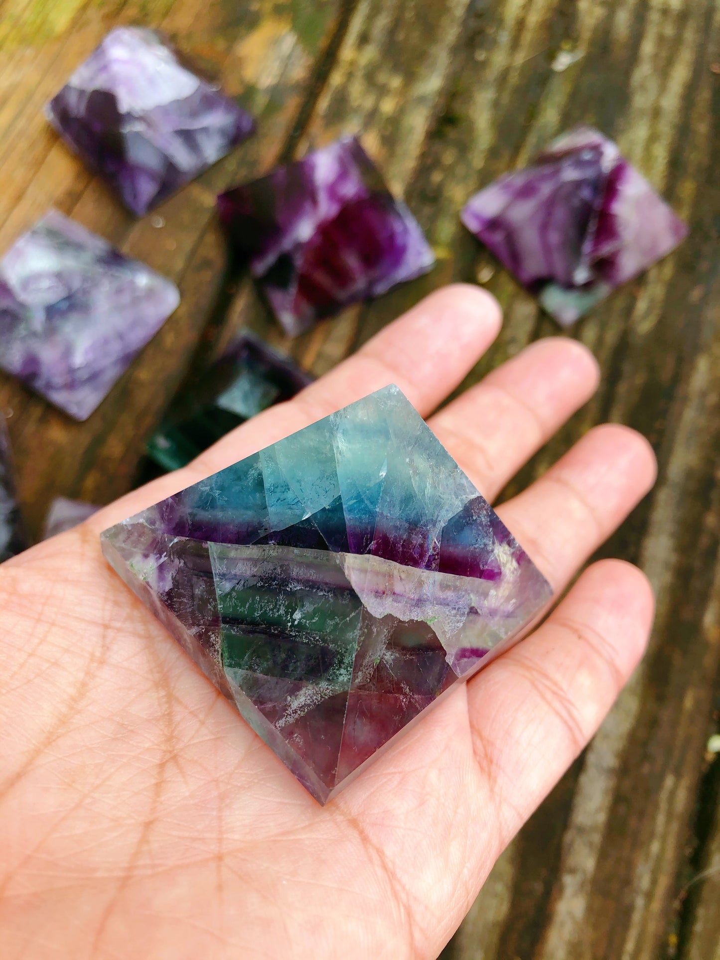 Rainbow Fluorite Pyramid