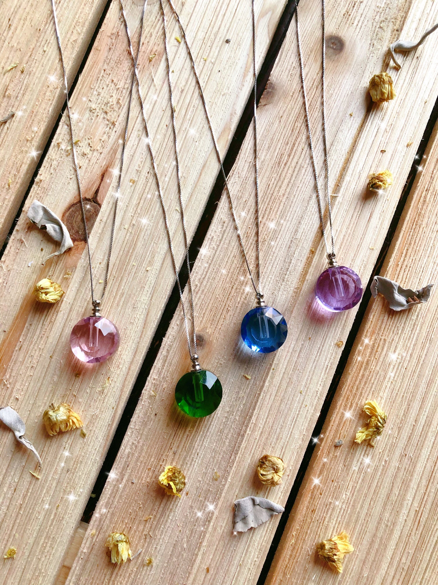 Circle Crystal Essential Oil Bottle Necklace