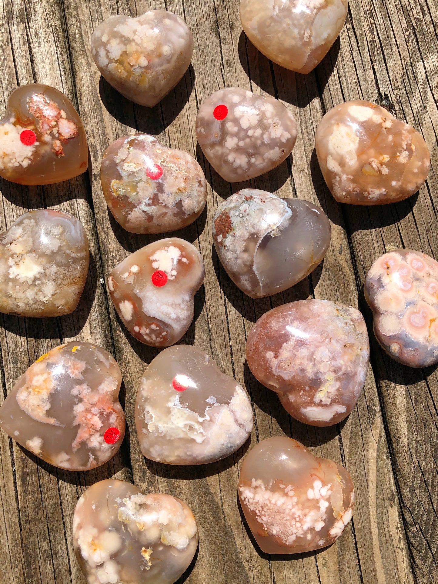 Flower Agate Hearts