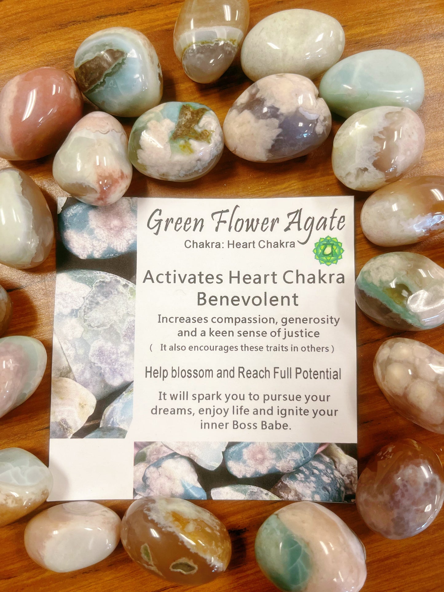 Green Flower Agate Tumbled