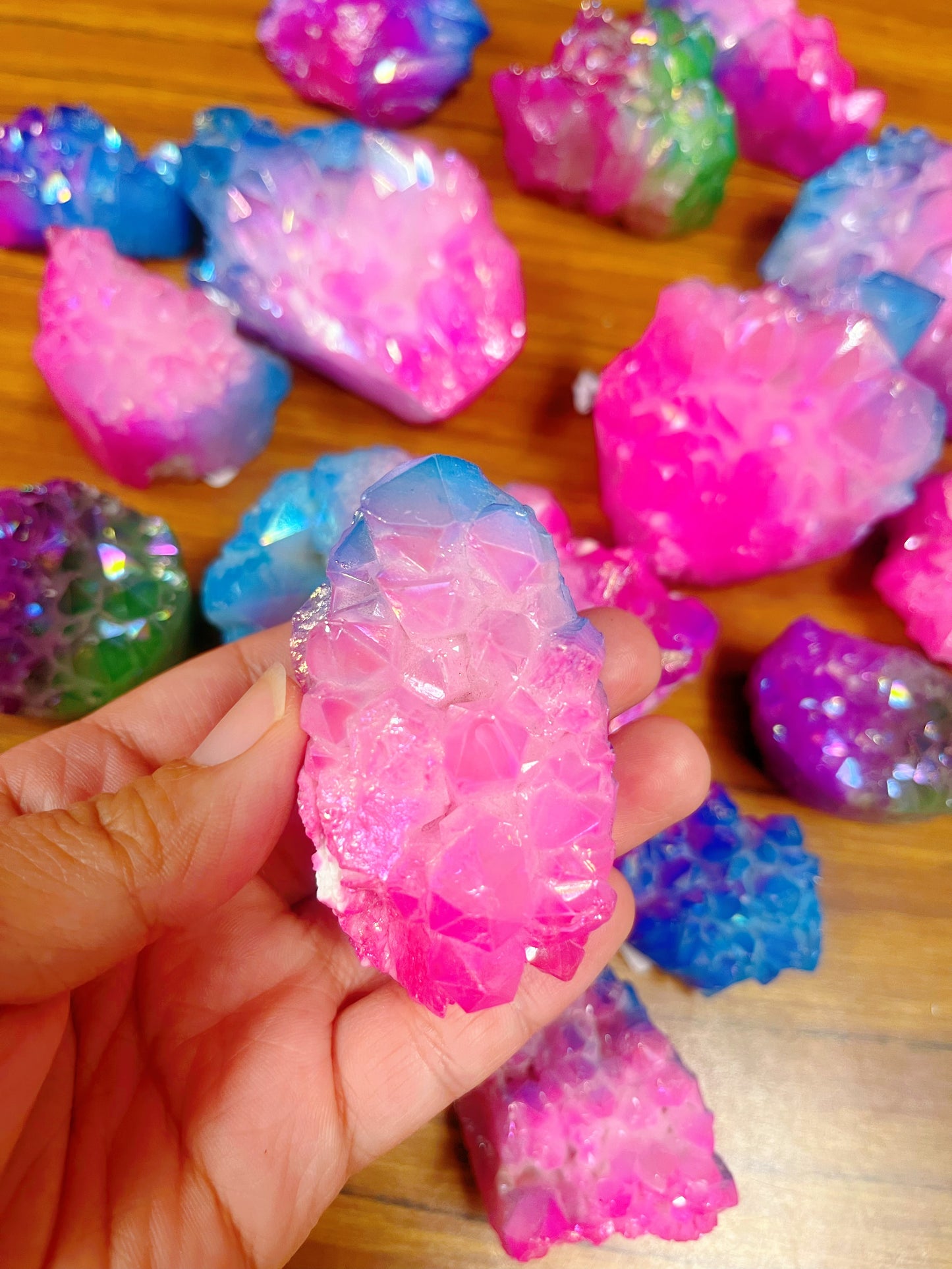 Rainbow Aura Quartz Cluster