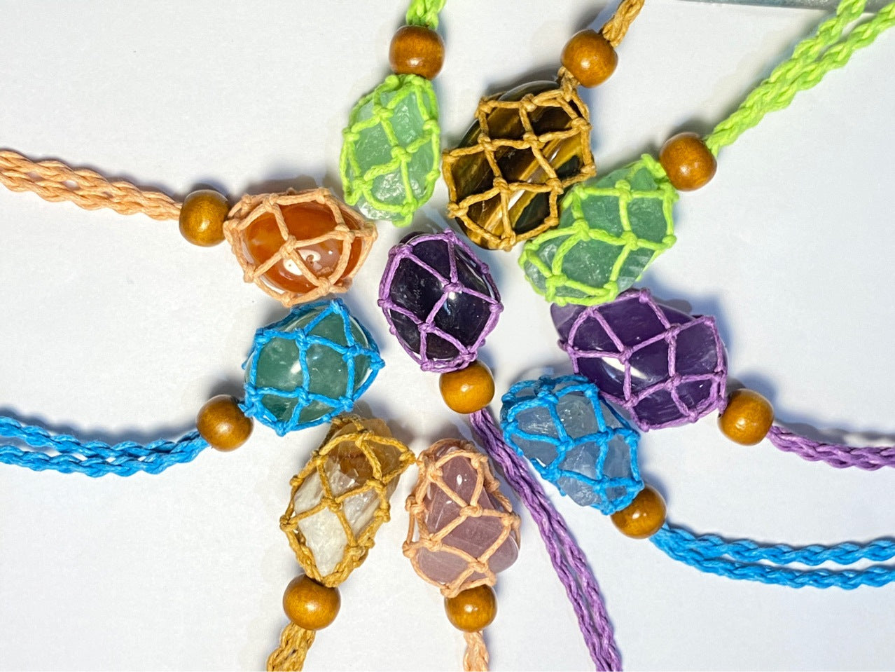 Crystal Holder Necklace - Macrame Necklace, Interchangeable, Woven Nec –  Throwin Stones