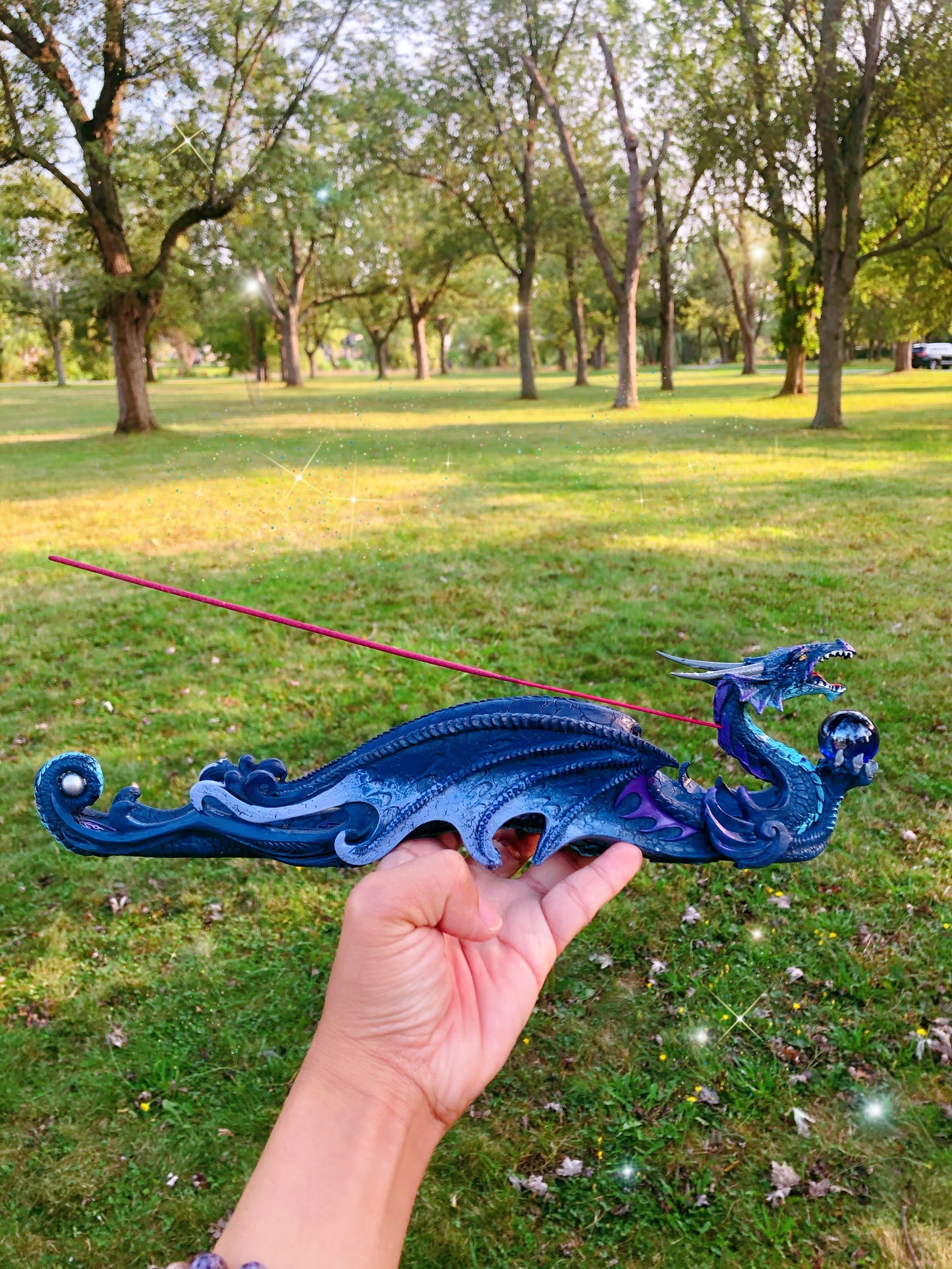 Blue Dragon With Blue Sphere Incense Burner