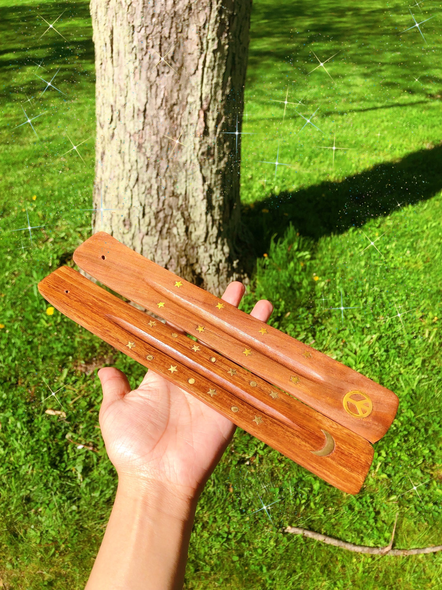 Wood Inlay Incense Stick Burner