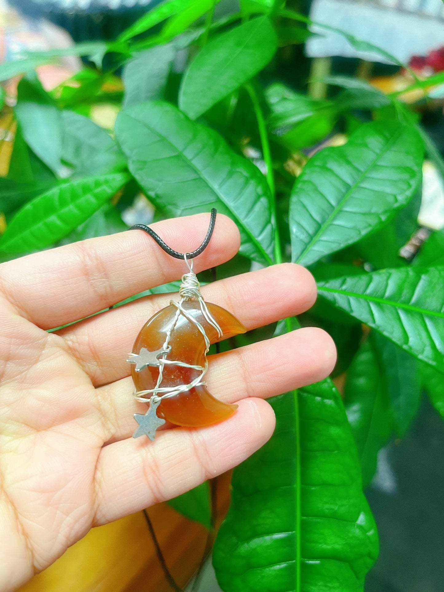 Moon with Stars Handmade Necklace