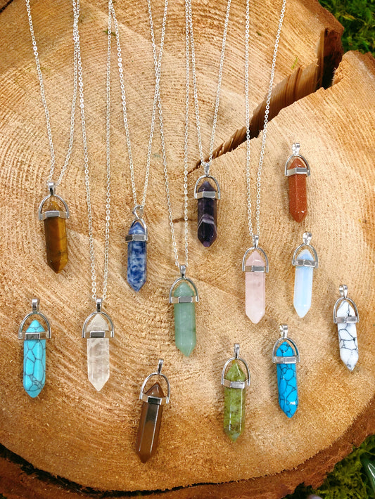 Double Terminated Crystal Point Necklaces