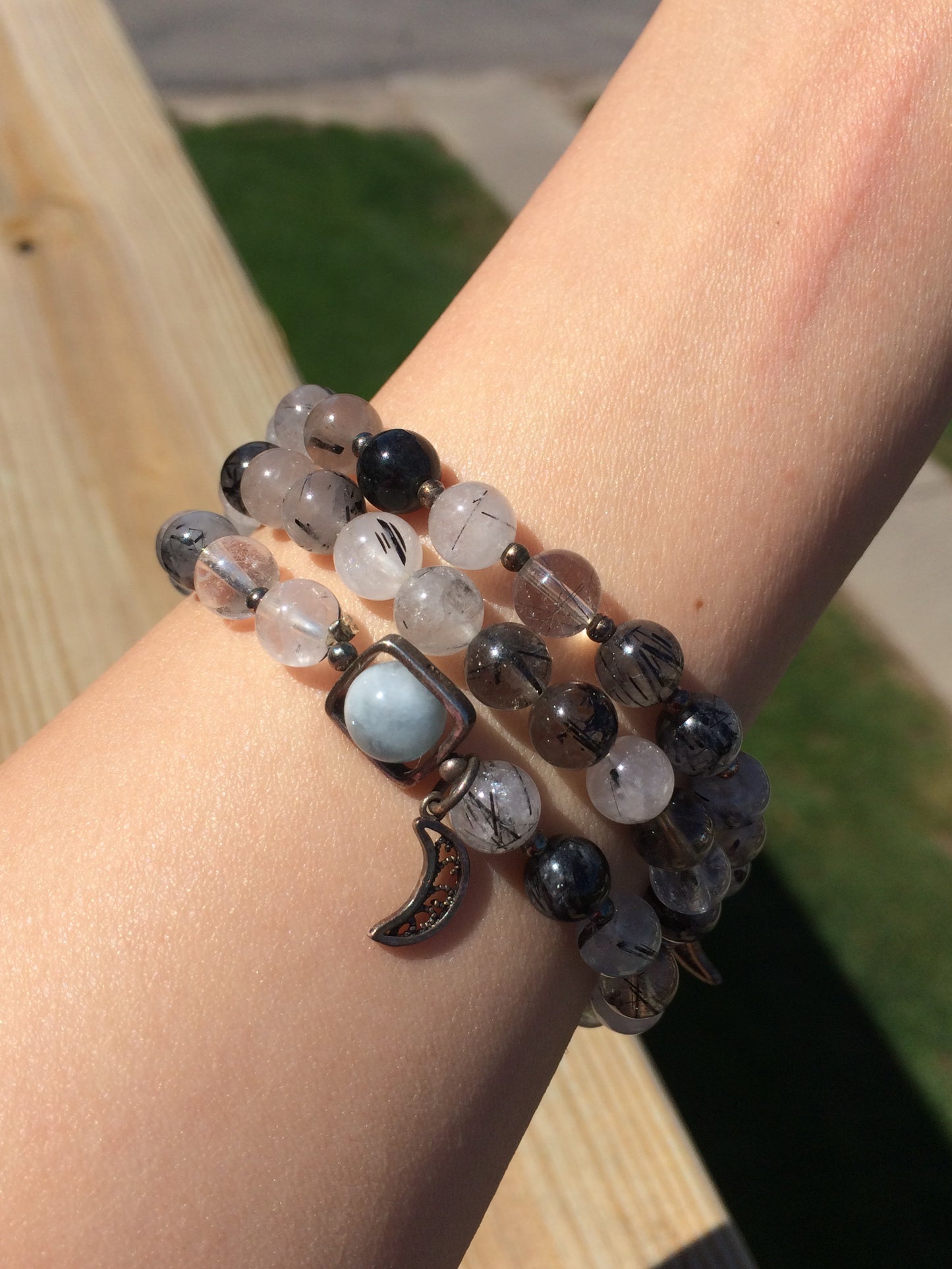 Tourmaline Rutilated Quartz Rutilated Quartz Bracelet Handmade