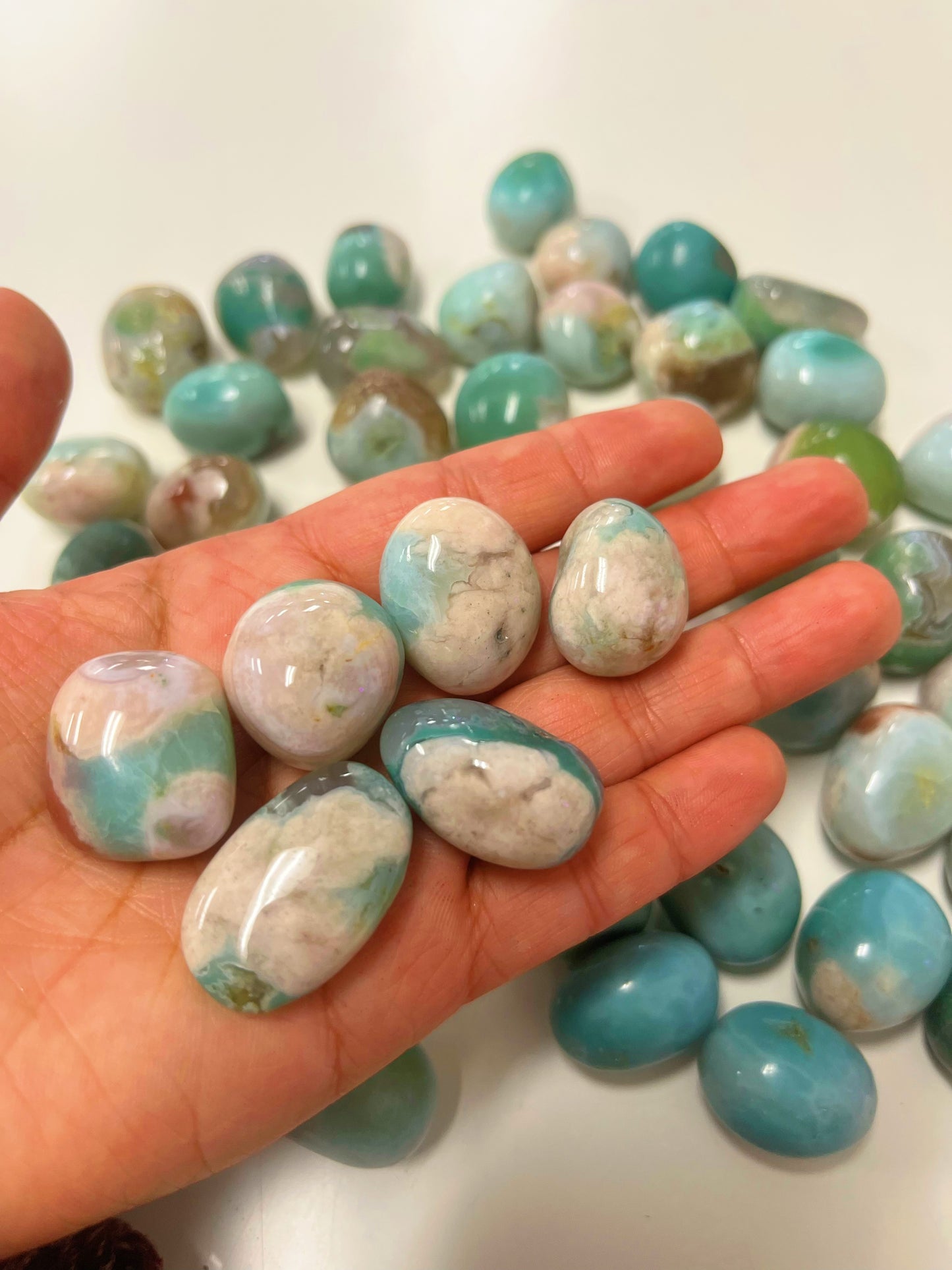 Green Flower Agate Tumbled