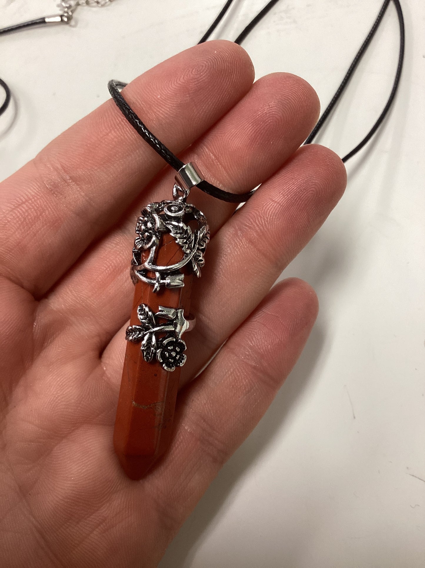 Crystal Point Necklace with Rose