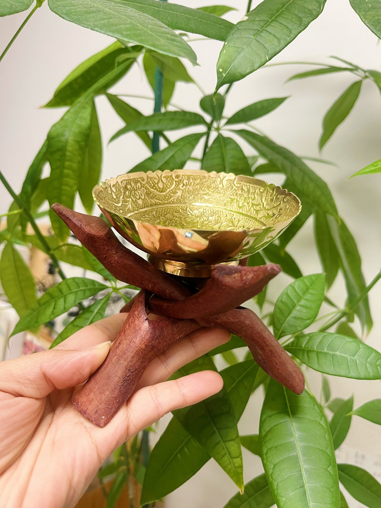 Brass Bowl with Cobra tripod stand Burner