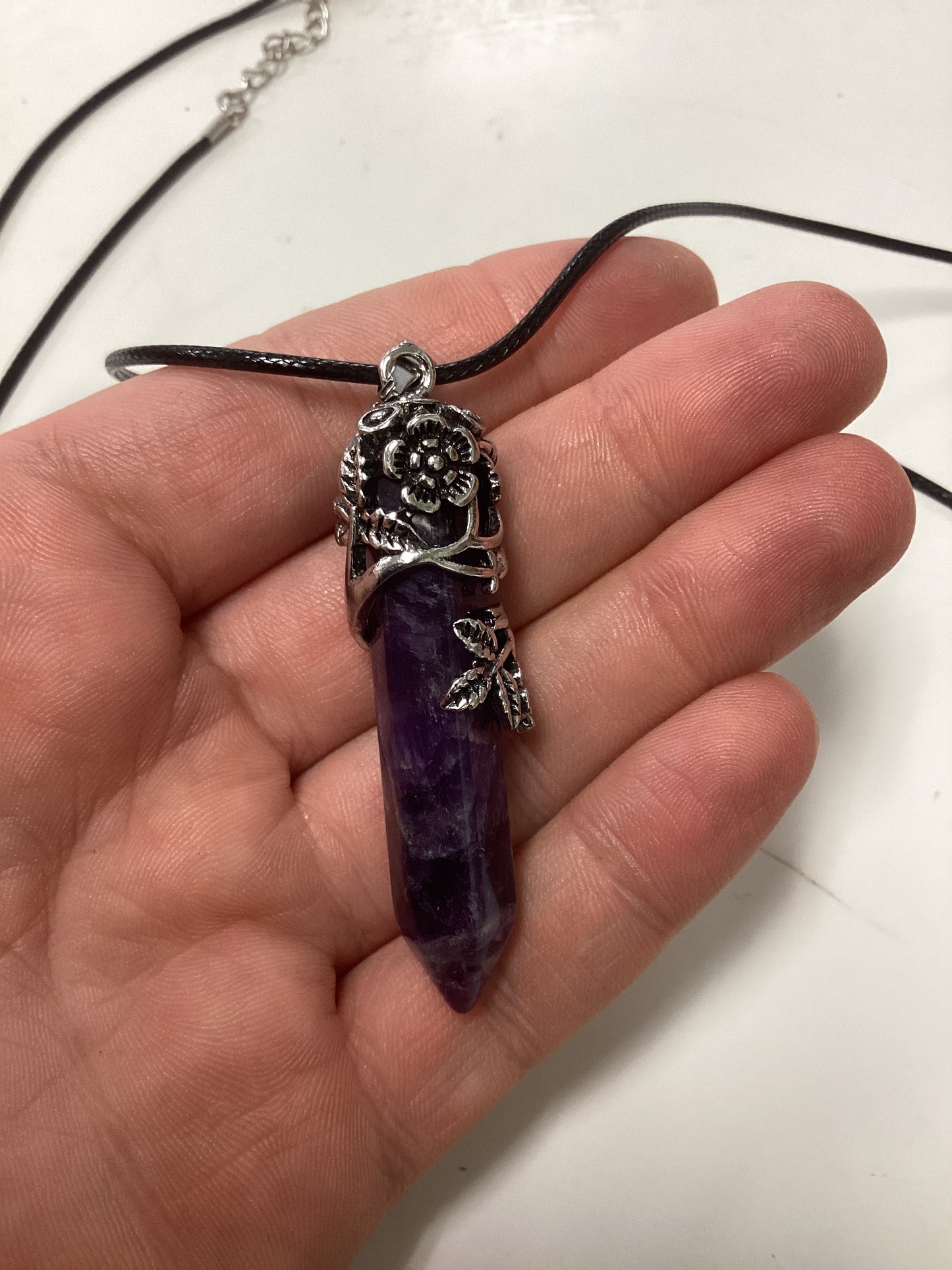 Crystal Point Necklace with Rose