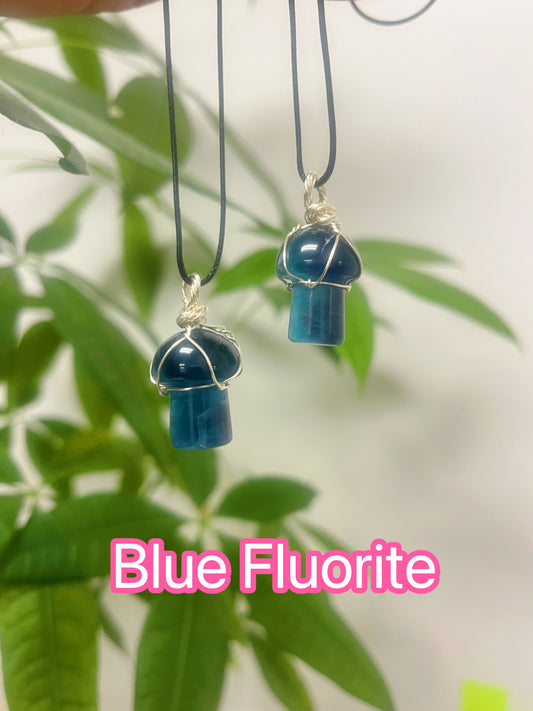 Blue Fluorite Mushroom Necklace