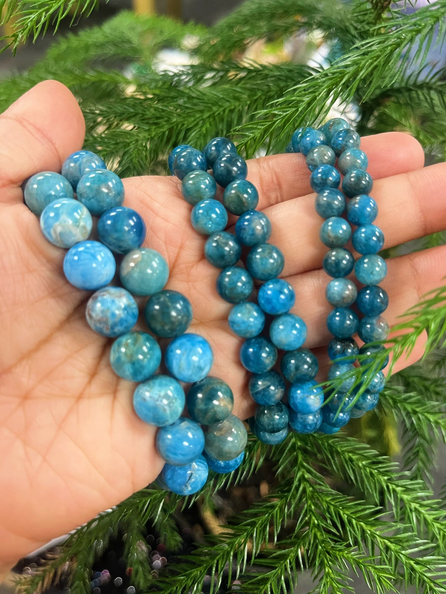 Blue Apatite Bead Bracelets