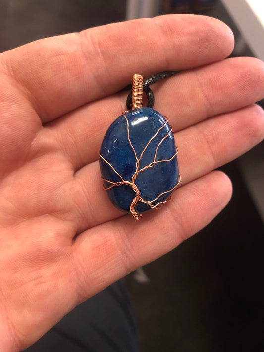 Handmade Blue Agate Tree of Life Necklace