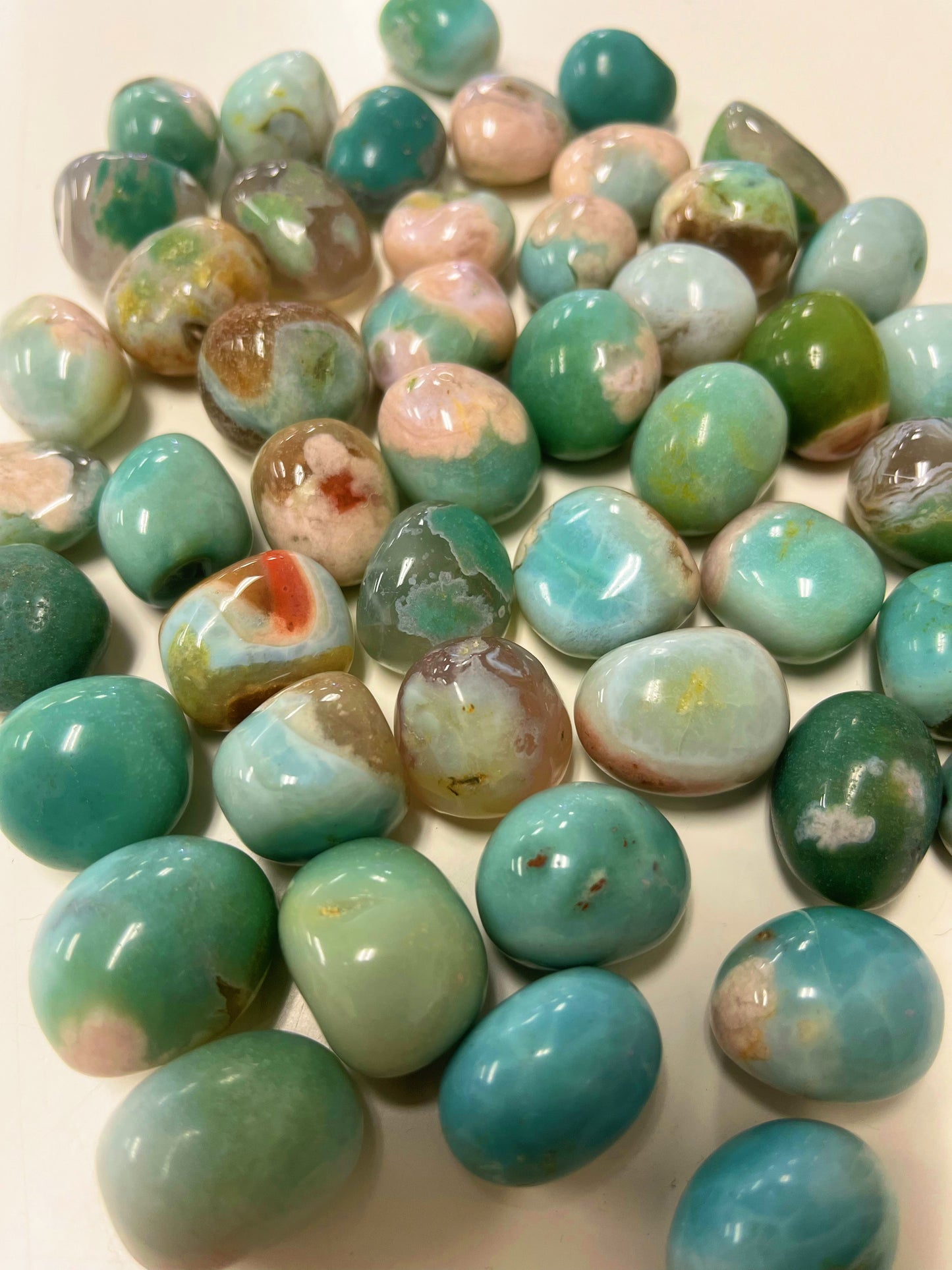 Green Flower Agate Tumbled